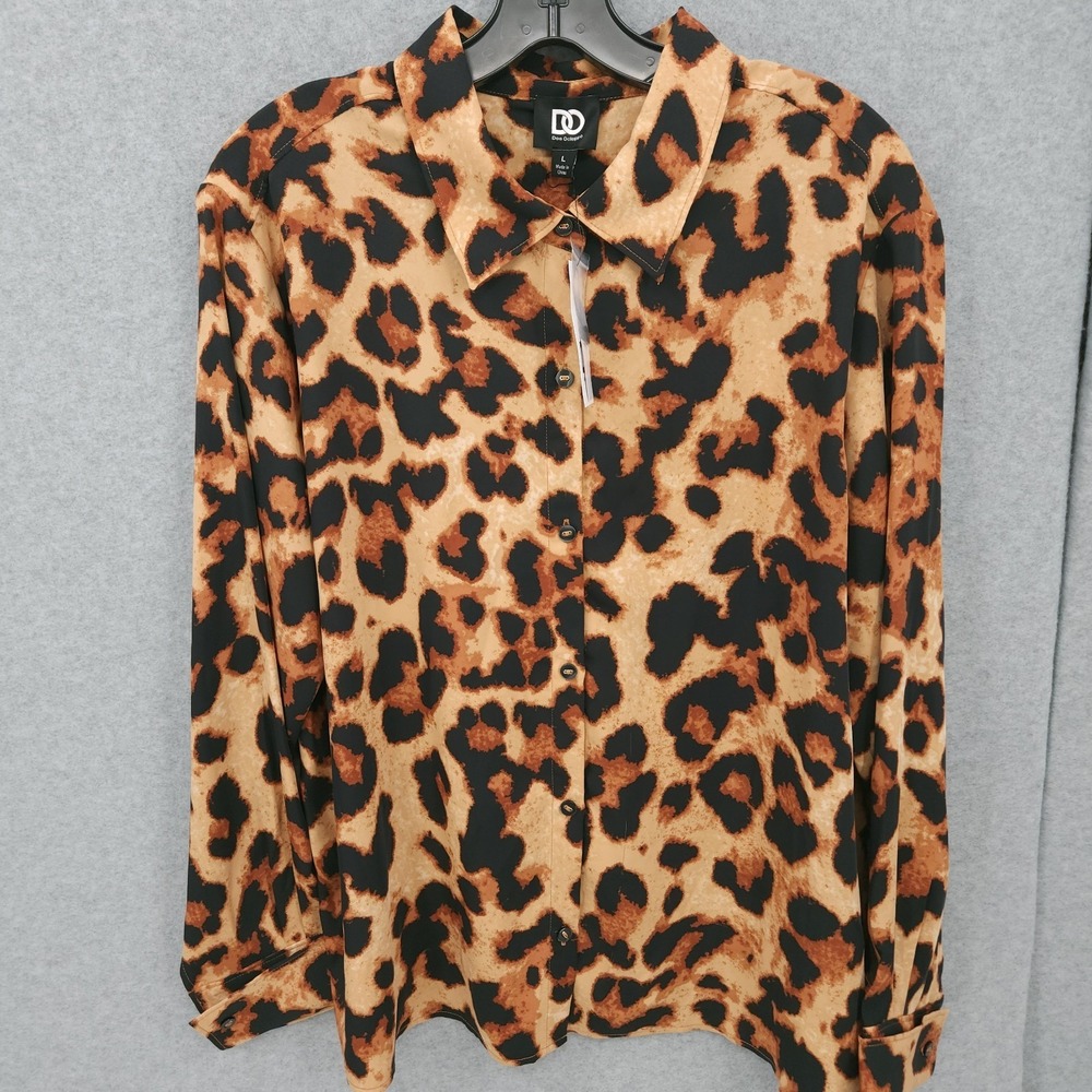 Dee Ocleppo Yuna Leopard Print Button Up Collared Shirt Womens Size XL NWT